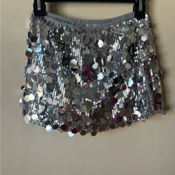 Glamorous Silver Sequin Mini Skirt - Picture 3 of 3
